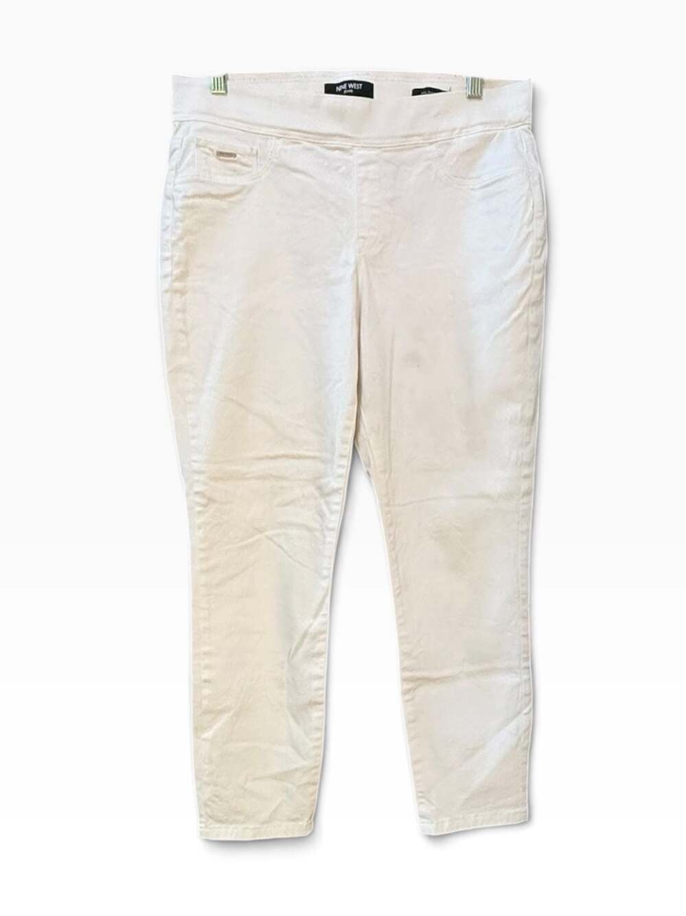 Nine West Jeans White Pull-On Stretch Skinny Ankle Pants Size 8